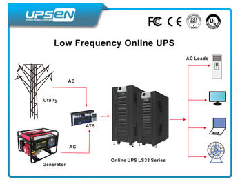 คู่อินพุต AC ความถี่ต่ำออนไลน์ UPS 10K - 100KVA ป้องกันไฟฟ้าลัดวงจร