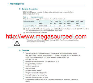 หลอดความถี่สูง BLF6G38-10 WiMAX อำนาจ LDMOS วงจรชิป