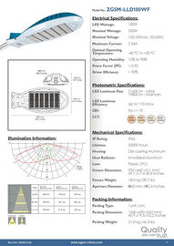 Eco Friendly อลูมิเนียม 200 วัตต์ High Power LED ไฟถนนเพียวไวท์