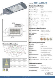 อลูมิเนียม 100W พลังงานสูงไฟถนนโคมไฟ IP65, 120v 130v 240v
